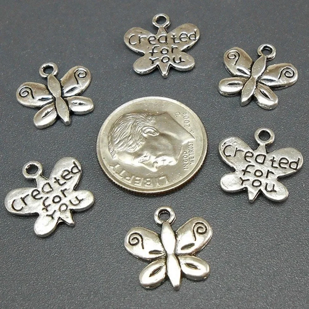 10pcs Butterfly Created For You Charms, jewelry making supplies
